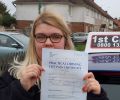 Hannah with Driving test pass certificate